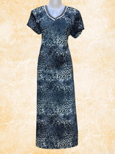 Daily wear printed satin gowns in Black Animal