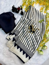 Black and white Striped Gaji Silk Saree