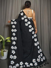 Brush Painted Khaadi Saree with Periwinkle Design