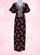 Round neck embroidery work cotton maxi