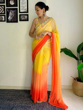 Shaded Plain Saree with work Blouse