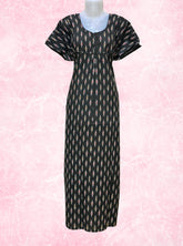 Two button ikkat printed cotton maxi