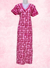 V neck batik printed cotton maxi with pocket