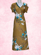 Floral printed umbrella pattern gown