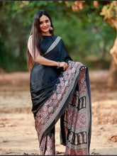 Ajarakh printed Gaji Silk Saree