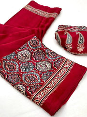 Ajarakh printed Gaji Silk Saree