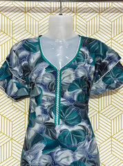 Digital printed alpine maxi with two layered sleeves