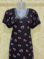 Daily wear printed satin gowns in Hearts