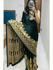 Ajarakh printed Gaji Silk Saree