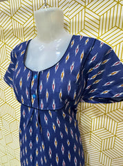 Two button ikkat printed cotton maxi