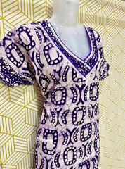 V neck batik printed cotton maxi with pocket