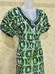 V neck batik printed cotton maxi with pocket