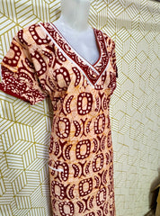 V neck batik printed cotton maxi with pocket