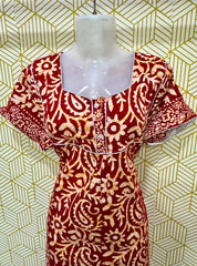 Two button batik printed cotton maxi with pocket