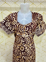 Two button batik printed cotton maxi with pocket