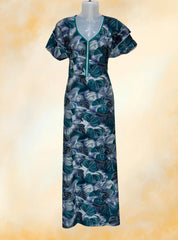 Digital printed alpine maxi with two layered sleeves
