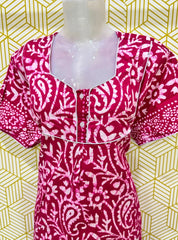 Two button batik printed cotton maxi with pocket