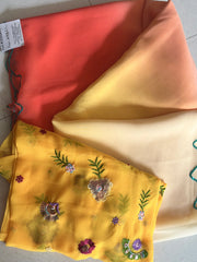 Shaded Plain Saree with work Blouse