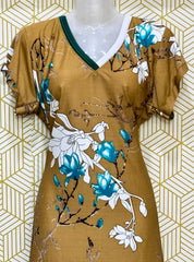 Floral printed umbrella pattern gown