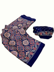 Ajarakh Printed Gaji silk saree