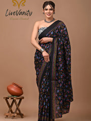 Pure Jaipuri Cotton Sarees Black Special in Floral