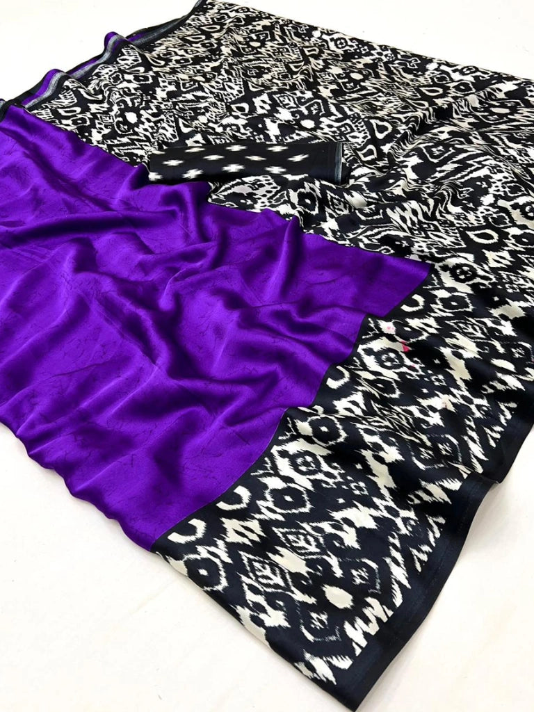 Trending Satin sarees in Purple,Black