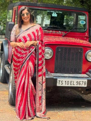 Red and Black Gaji Silk Saree