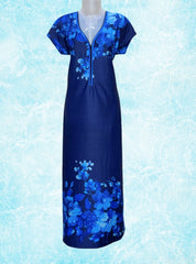 Floral printed front chain satin maxi