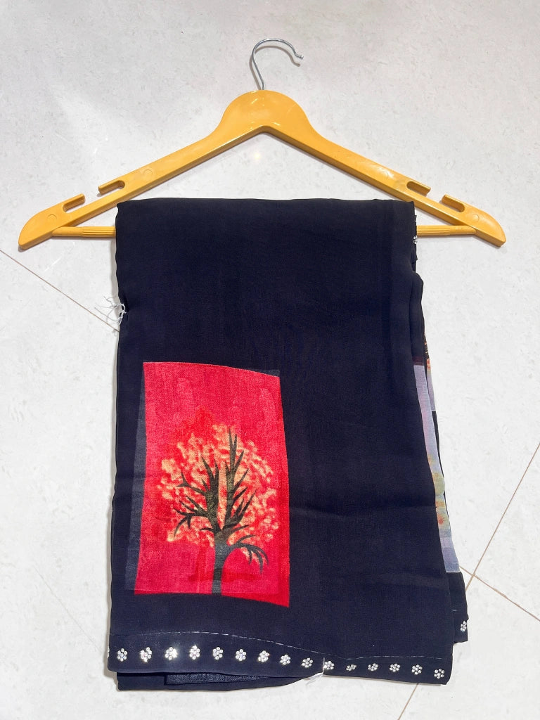 Daily wear sarees with zarkan border printed