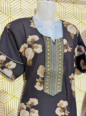 Two layered sleeves embroidery work alpine maxi
