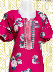Two layered sleeves embroidery work alpine maxi