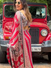 Red and Black Gaji Silk Saree