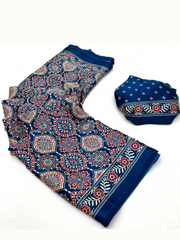 Ajarakh Printed Gaji silk saree