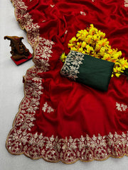 Gota patti work rangoli silk party wear saree