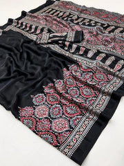 Ajarakh printed Gaji Silk Saree