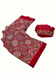 Ajarakh Printed Gaji silk saree