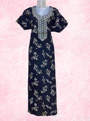 Round neck embroidery work cotton maxi