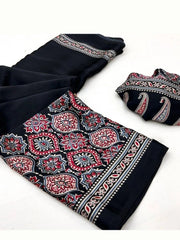 Ajarakh printed Gaji Silk Saree