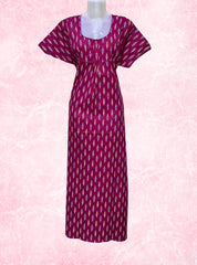 Two button ikkat printed cotton maxi