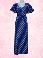 Two button ikkat printed cotton maxi
