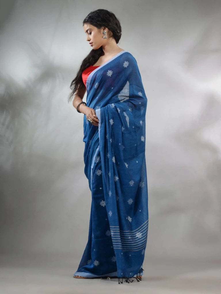 Soft khaadi saree in Blue