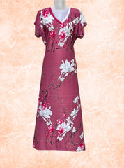 Floral printed umbrella pattern gown