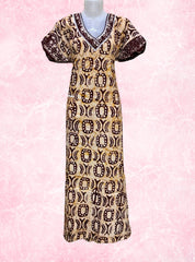V neck batik printed cotton maxi with pocket