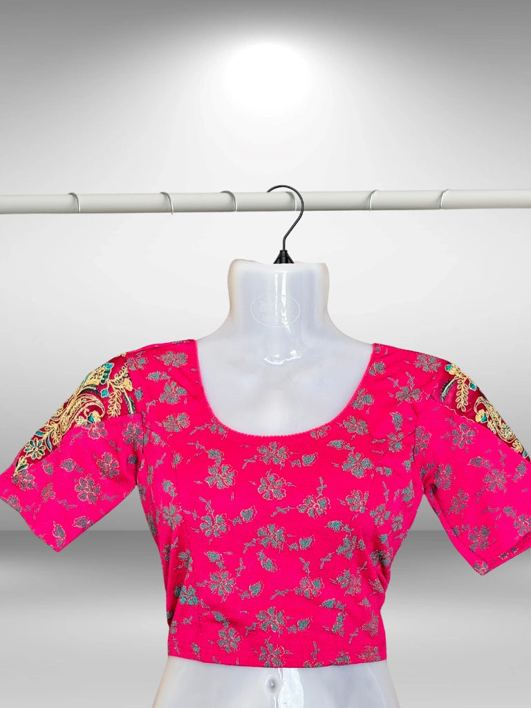 Lycra Short sleeved Blouses with Work (1)