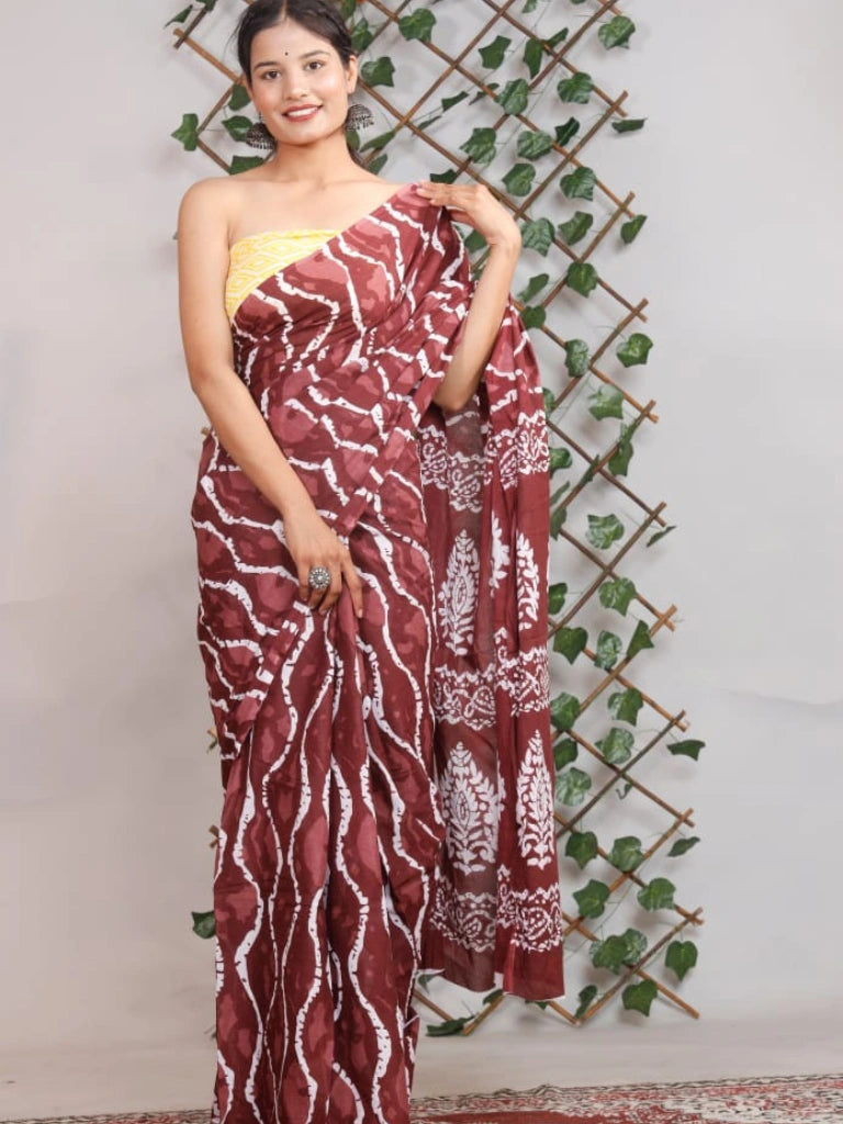 Pure Jaipuri Cotton sarees in Maroon