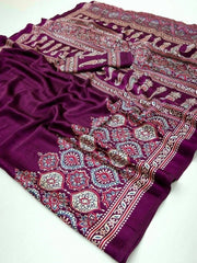 Ajarakh printed Gaji Silk Saree