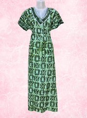V neck batik printed cotton maxi with pocket