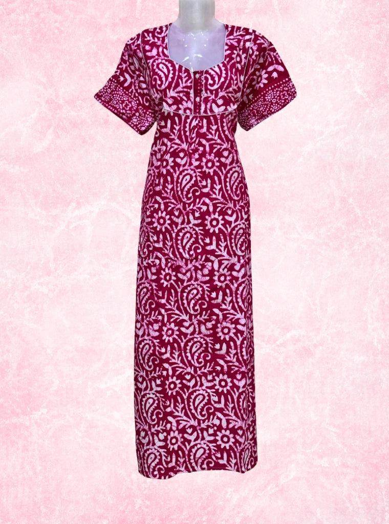 Two button batik printed cotton maxi with pocket