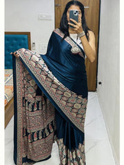 Ajarakh printed Gaji Silk Saree