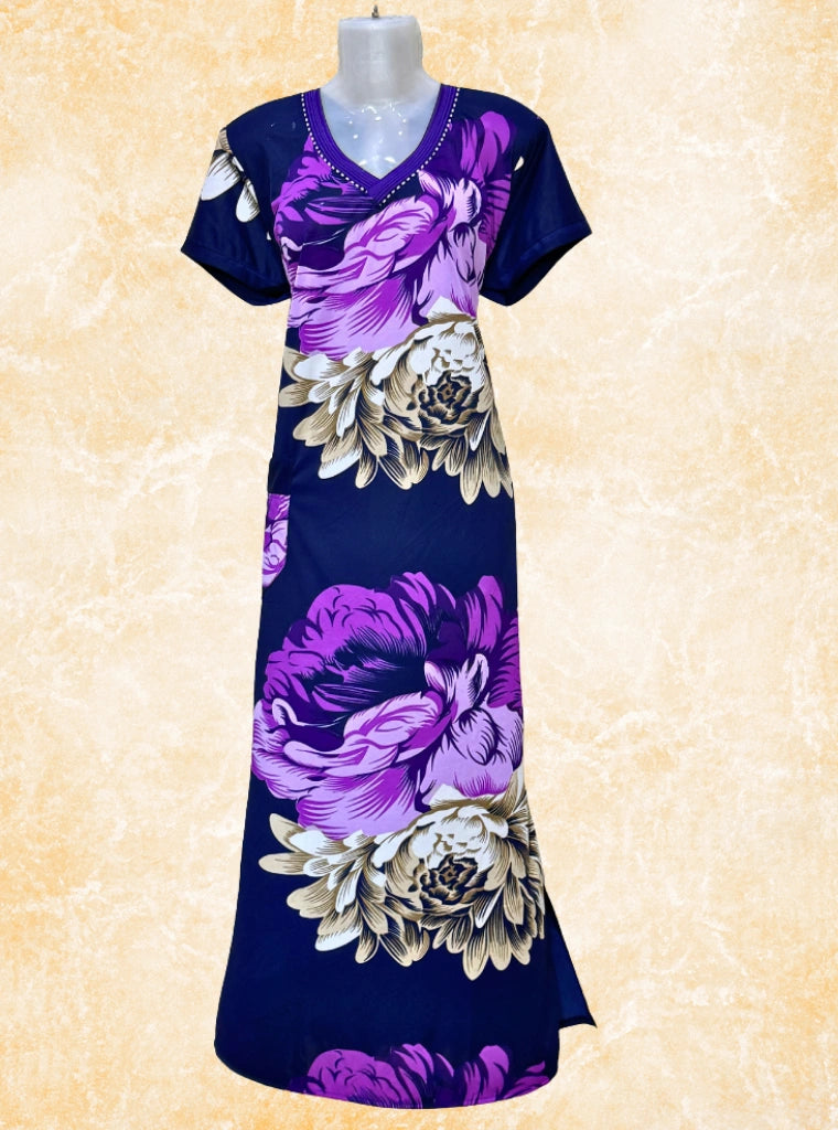 Daily wear printed satin gowns in Floral